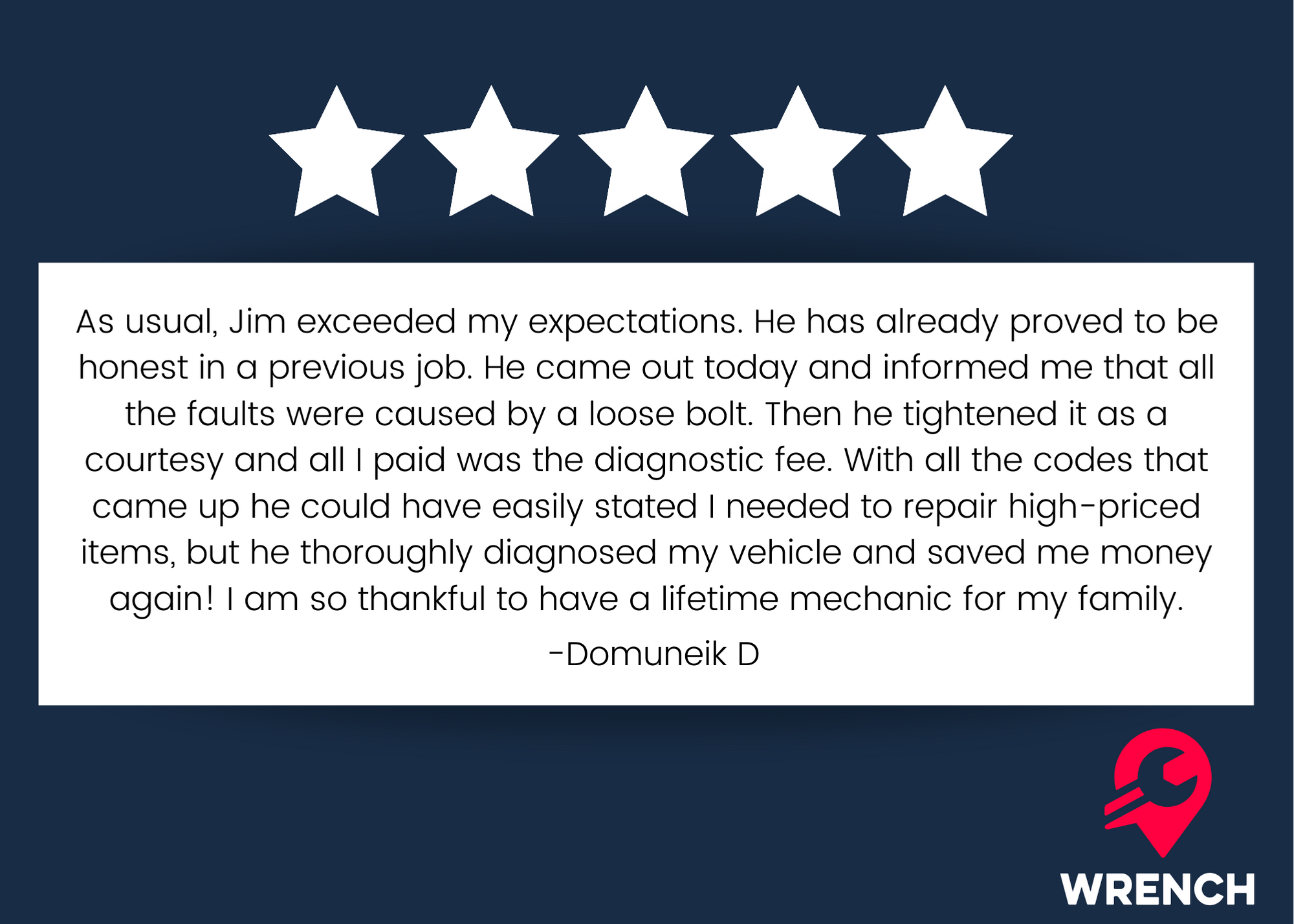 Mobile Diagnostic Customer Review For Wrench In Charlotte
