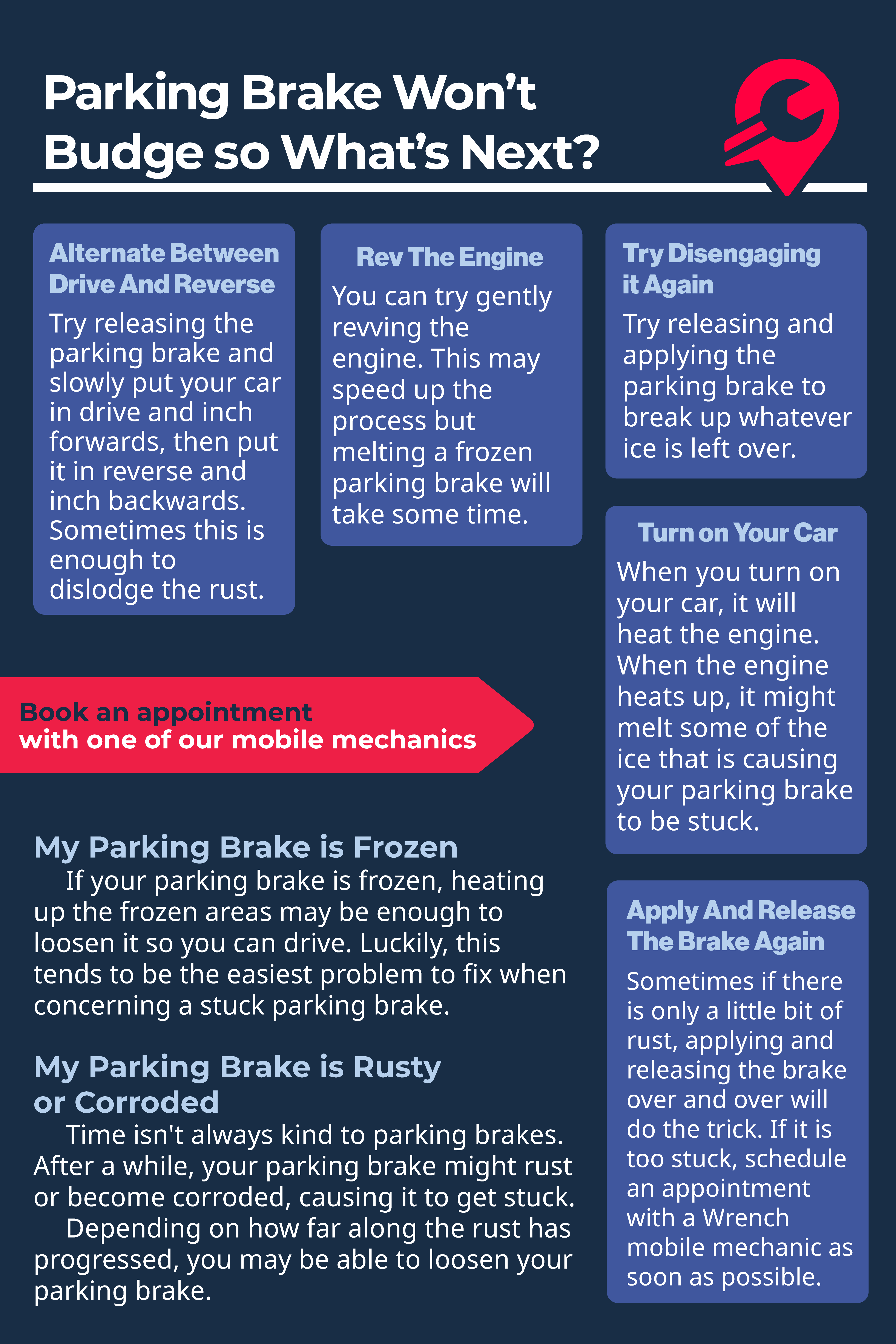 what to do when your parking brake is stuck infographic