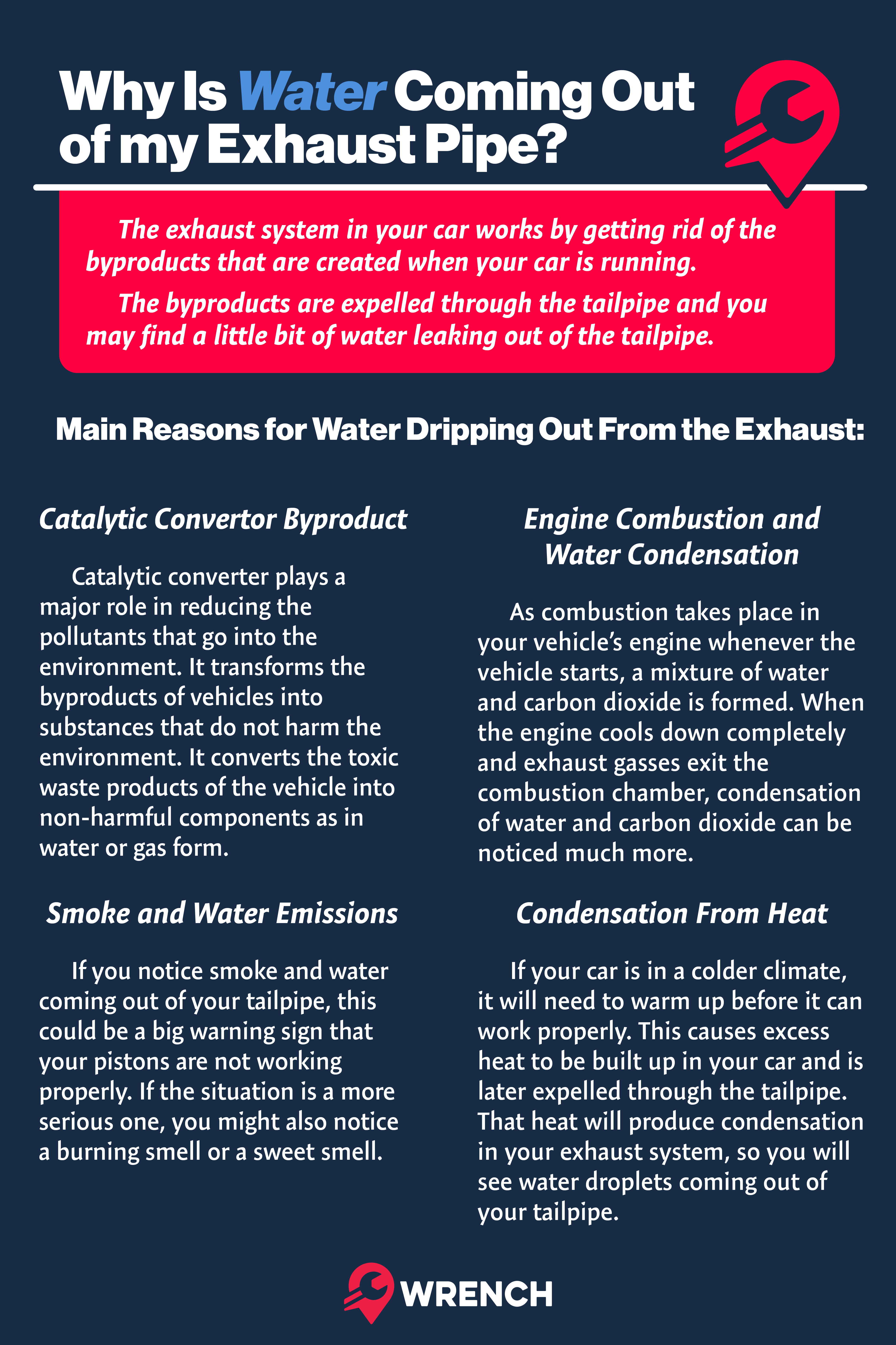 Reasons for water coming from my exhaust pipe infographic