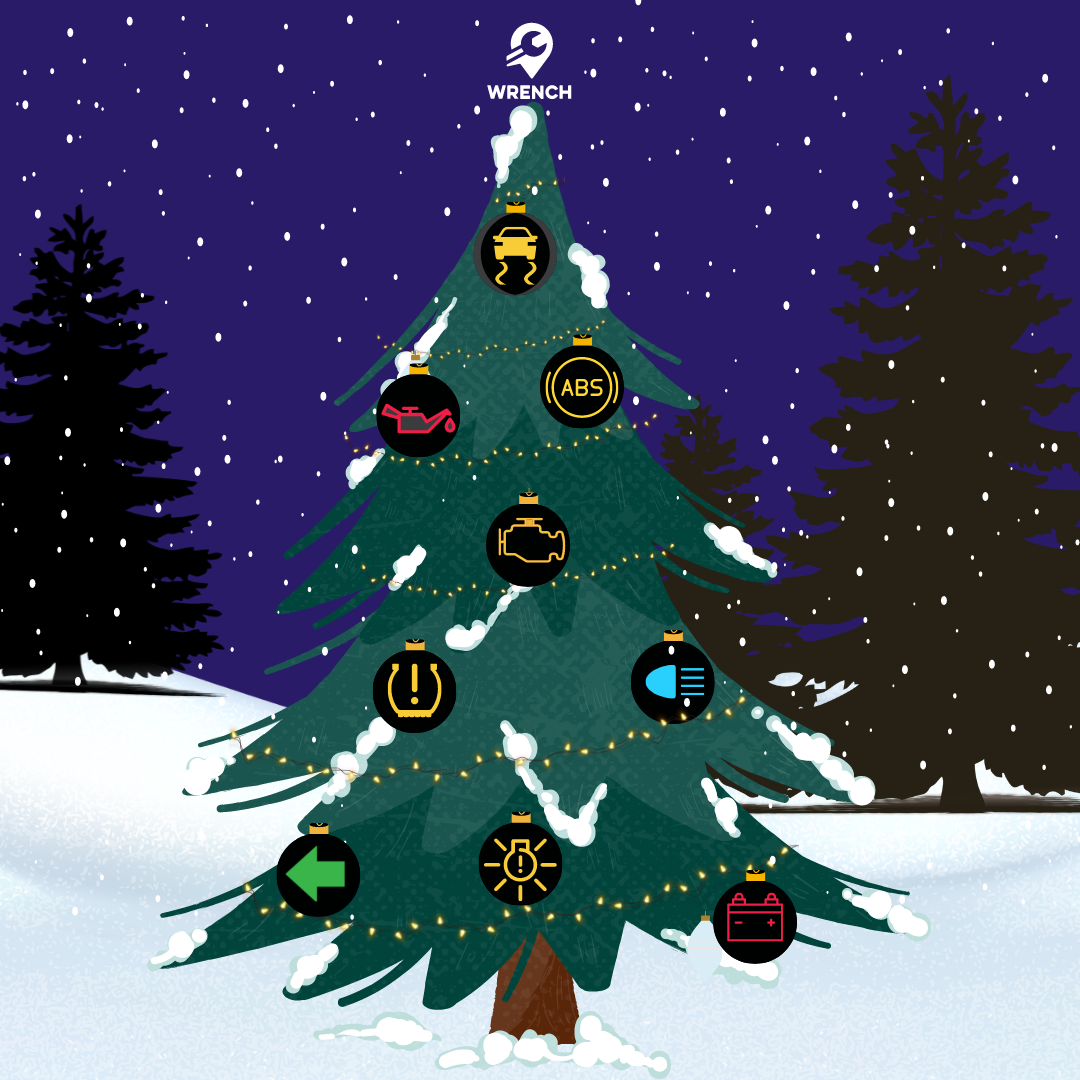 Christmas Tree Graphic, lights and snow.